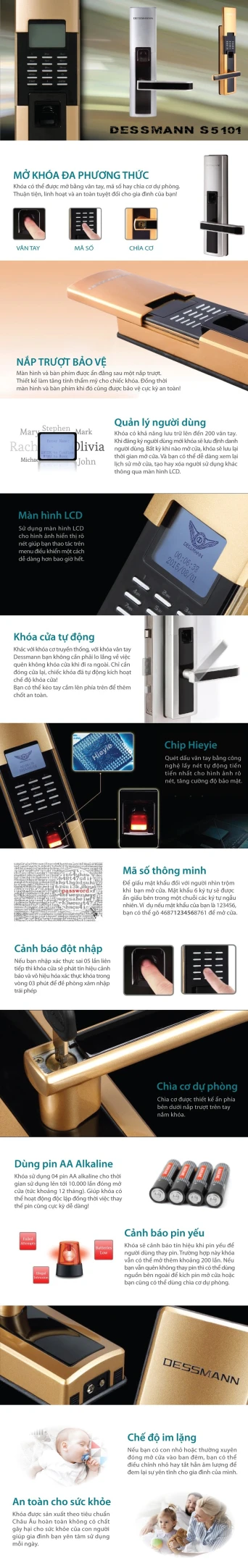 Đánh giá khóa vân tay Dessmann S5101 phiên bản S510 (2019) đức